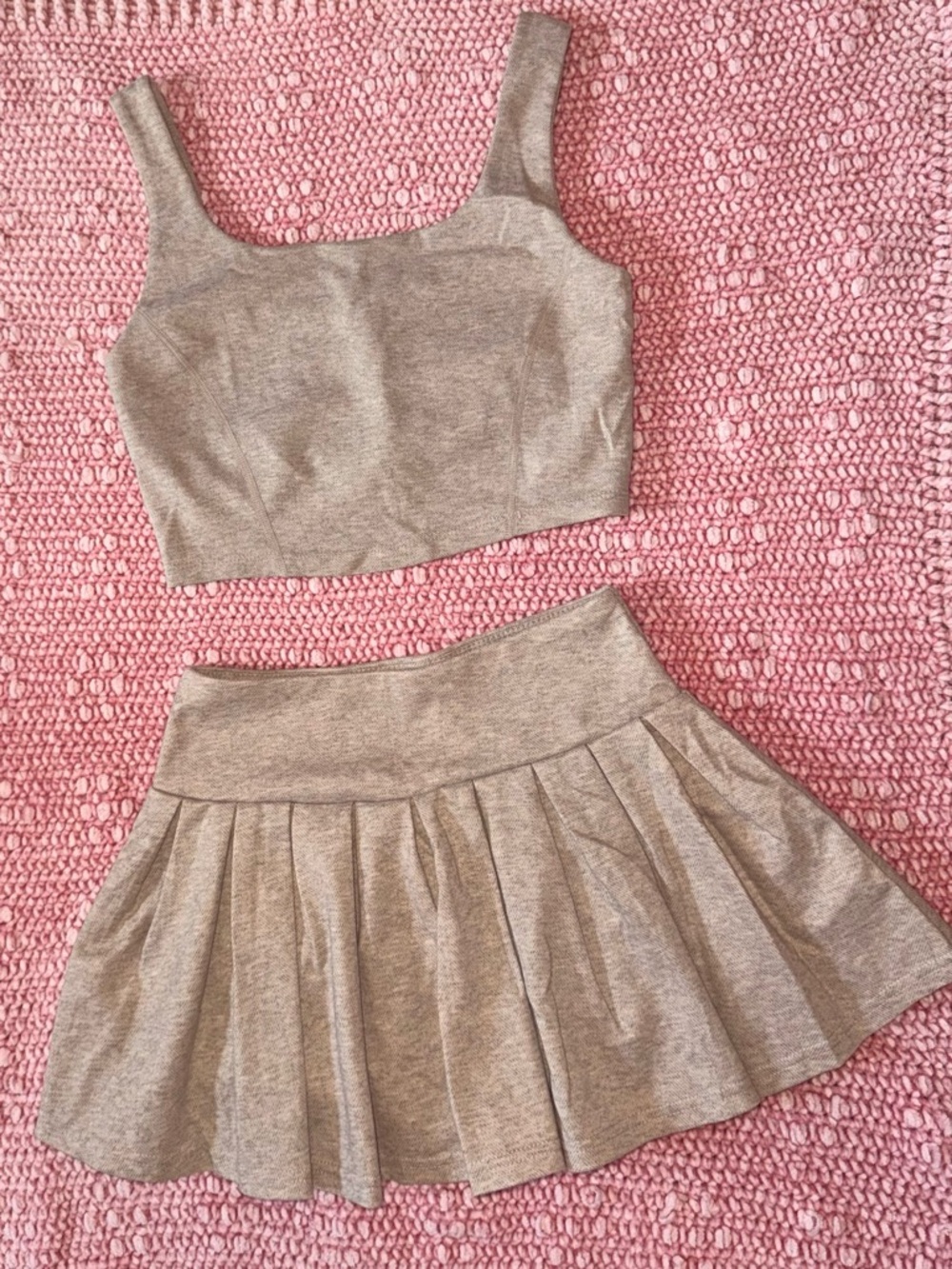 Women's Taupe Pleated Mini Skirt - Taupe